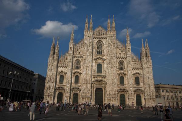 Afternoon sun shining on the facade of the Duomo of Milan | Milan Cathedral | Italy