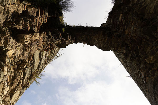 Looking up the entrance gate of the castle of Nicastro | Norman castle of Nicastro | Italy