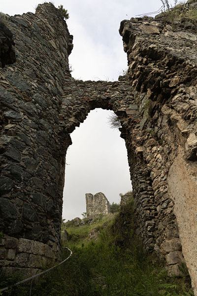 Looking up the entrance gate of the Norman castle of Nicastro | Norman castle of Nicastro | Italy