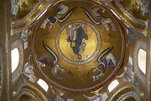 Picture of Palermo churches (Italy): The intricate mosaics in the cupola of the Santa Maria dell'Ammiraglio church