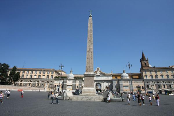 Picture of Piazza del Popolo (Italy): Obelisk and Santa Maria del Popolo church on the Piazza del Popolo