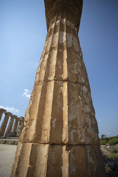 Looking up a column of the Temple of Hera | Selinunte | Italië
