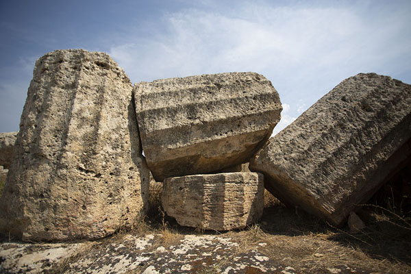 Picture of Grounded drums of columns at Temple F - Italy - Europe