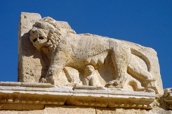 Picture of Wadi Seer (Jordan): Lion sculpture at Qasr al-Abd