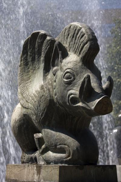 Picture of Zodiac Fountain (Kazakhstan): Statue of the wild boar representing one of the 12 signs of the Kazakh zodiac