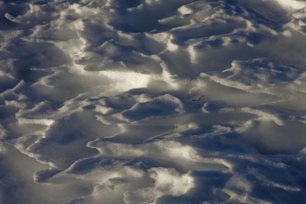 Close-up of the snow sculpted by the cold winds | Kim-Asar hiking | Kazakhstan