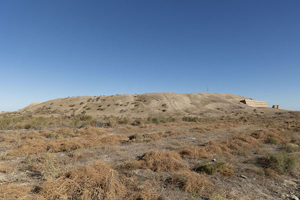 Hill containing the remains of the citadel of Otrar seen from a distance | Otrar | Kazakhstan