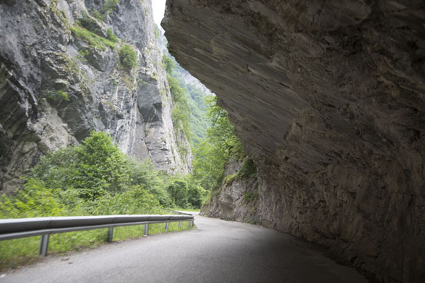 Picture of A rocky overhang of the road running through Rugova canyon