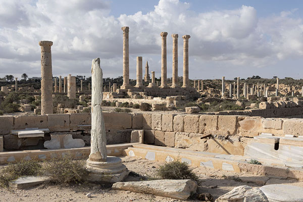 Foto di View of a section of Sabratha with standing columnsSabratha - Libia