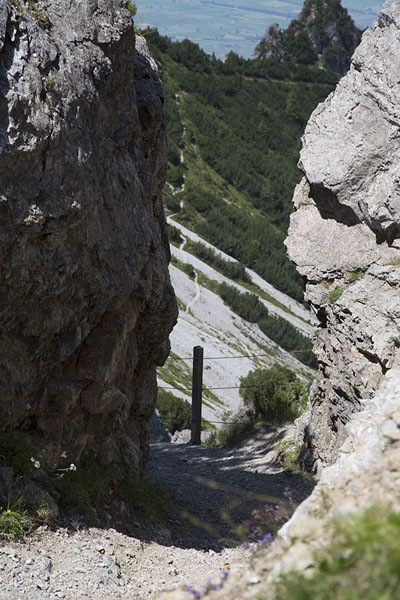 Picture of Looking through an opening in the rocks at Kamin towards KuhgratFürstensteig - Liechtenstein