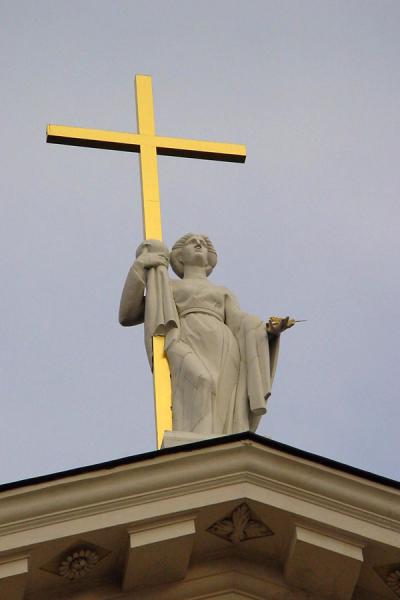 Picture of Statue with cross on roof of Vilnius Cathedral - Lithuania - Europe