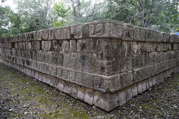 Picture of Skull Platform or Tzompantli, covered with scores of sculpted skulls