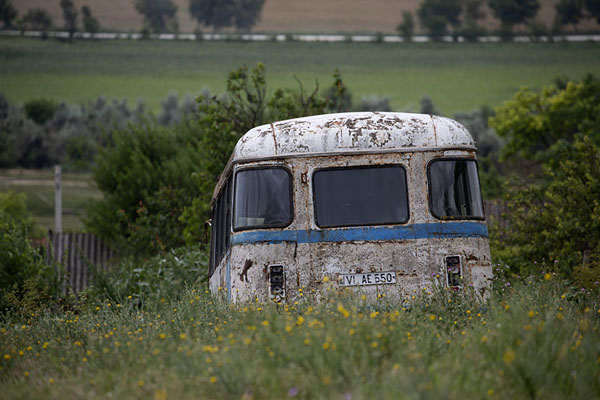 Abandoned bus in the fields of the Gagauz village of Carbalia | Carbalia | Moldavia