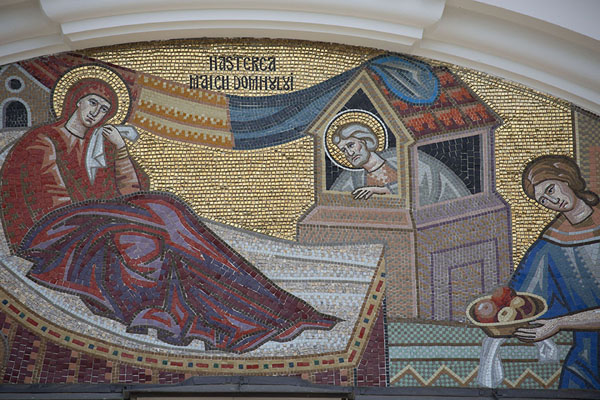 Picture of Curchi monastery (Moldova): Mosaic with Virgin Mary near the entrance of Curchi monastery