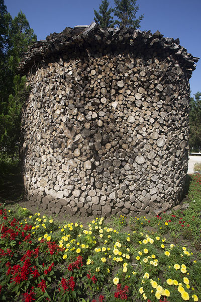 Enormous stack of firewood on the grounds of Kitskany Monastery | Monastère de Kitskany | Moldavie