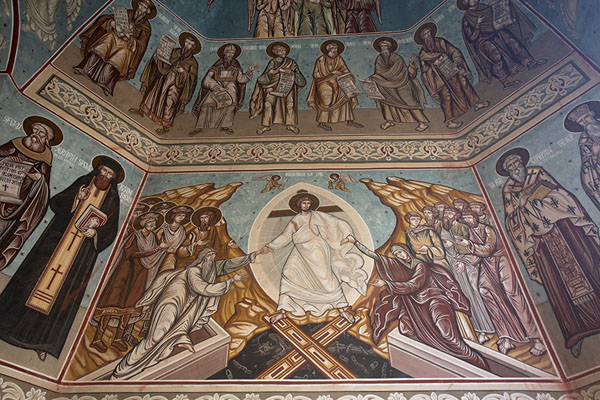 One of the murals inside the bell tower of Kitskany Monastery | Monasterio de Kitskany | Moldavia