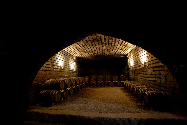 Foto van Moldavië (Vault with barrels of wine in the underground complex of Mileștii Mici)