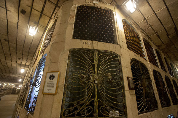 Looking up some of the private compartments with wine locked away | Mileștii Mici Wine Cellars | Moldova