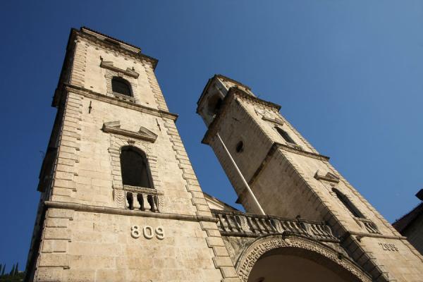 Picture of Kotor Old Town (Montenegro): Situated on the square with the same name, the bell towers of St Triphons Cathedral