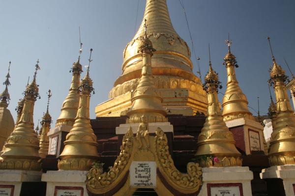 Picture of Mount Popa (Myanmar): Mount Popa: glistening golden stupa right on top of the extinct volcano