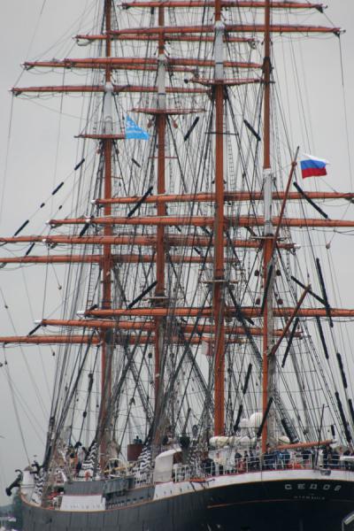 Picture of Sail Amsterdam (Netherlands): Sedov seen from behind while leaving Sail Amsterdam
