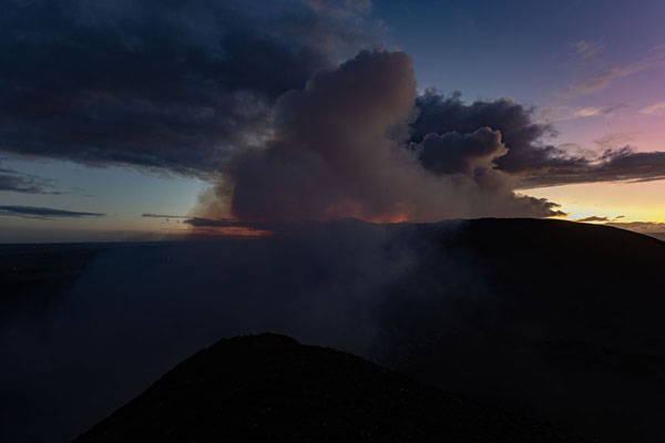 Picture of Masaya Volcano (Nicaragua): Volcanic gasses coloured at sunset over Masaya Volcano