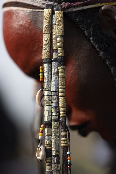 Close-up of a Wodaabe man preparing for the selection process at the Gerewol courtship competition | Gerewol | Niger