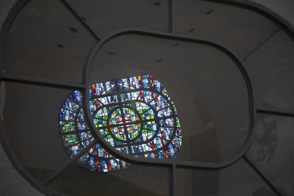 Picture of Stained glass window in the Makedonium memorial - North Macedonia - Europe