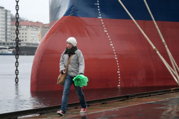 Picture of Girl getting wet in the incessant rain of Bergen
