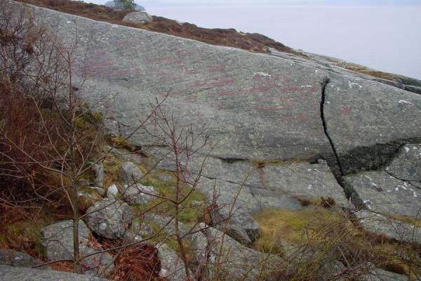 Photo de The rock carvings from a distanceStavanger - la Norvège