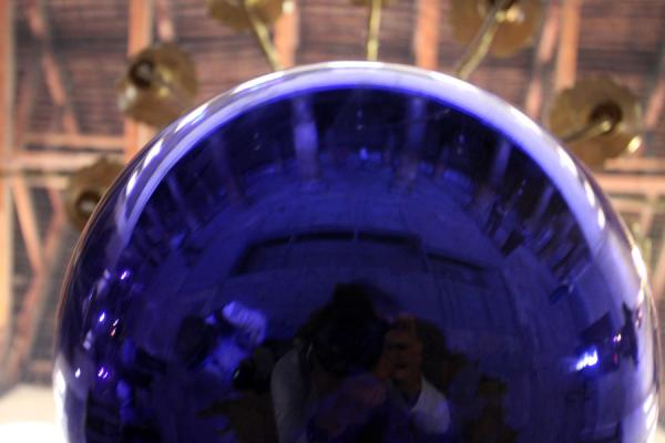 Picture of Interior of the Church of the Nativity reflected in a purple ballBethlehem - Palestinian Territories