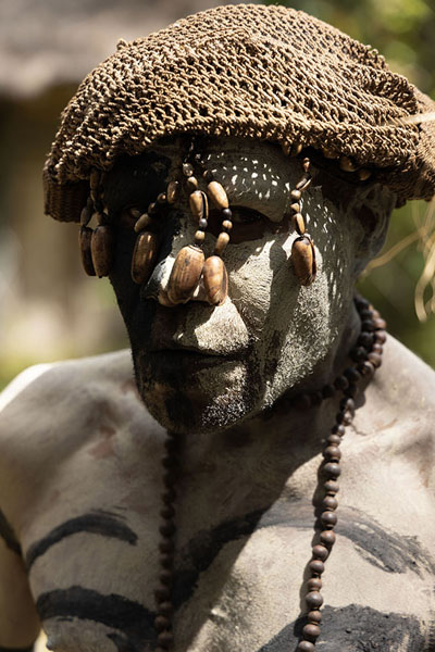 Bodypainted Asaro man without mask | Asaro Mudmen | Papua New Guinea