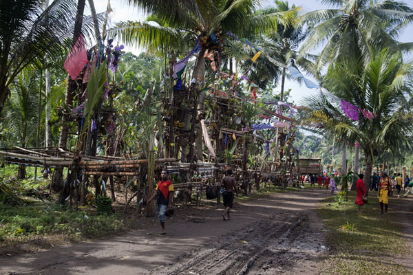 Foto di Street of piles of yam in GumilababaGumilababa - Papua Nuova Guinea