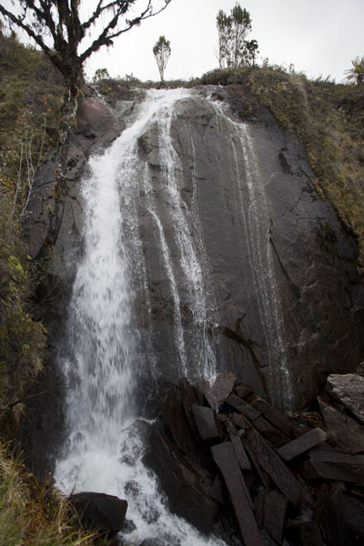 Picture of Waterfall just under Pinde lake, the smaller of the twin lakes