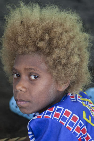 Picture of Papua New Guineans (Papua New Guinea): Boy with light coloured hair in Matupit, East New Britain
