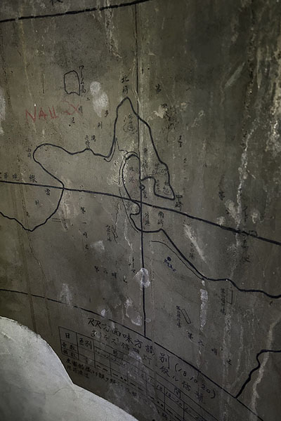 Picture of Map on the ceiling of Yamamoto bunkerRabaul - Papua New Guinea