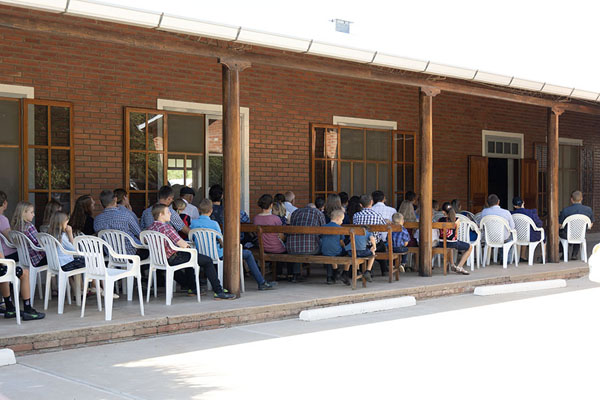 Picture of People attending service outside the church of OsterwickLoma Plata - Paraguay