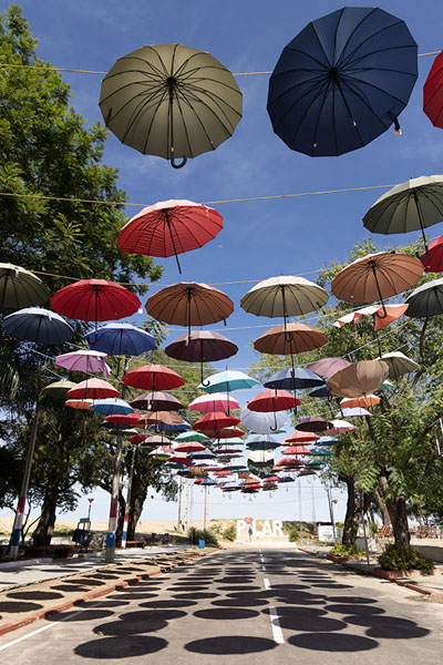 Foto van Umbrellas above one of the streets of PilarPilar - Paraguay