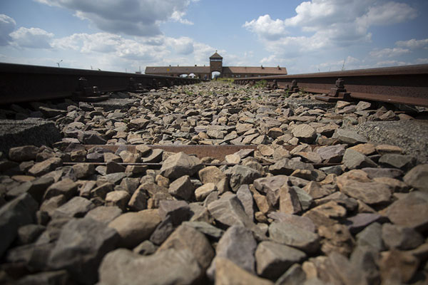 Picture of The train tracks and the entrance gate of BirkenauAuschwitz-Birkenau - Poland