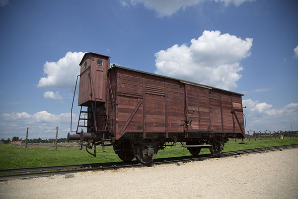 Picture of A carriage standing on the rails at BirkenauAuschwitz-Birkenau - Poland