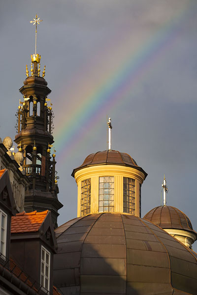 Rainbow over the bell tower and domes of the monastery of Jasna Góra | Jasna Góra monastery | Poland