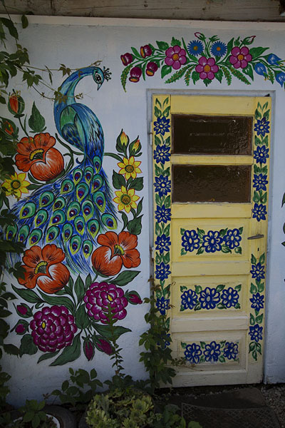 Picture of Door with flower paintings on a house in ZalipieZalipie - Poland