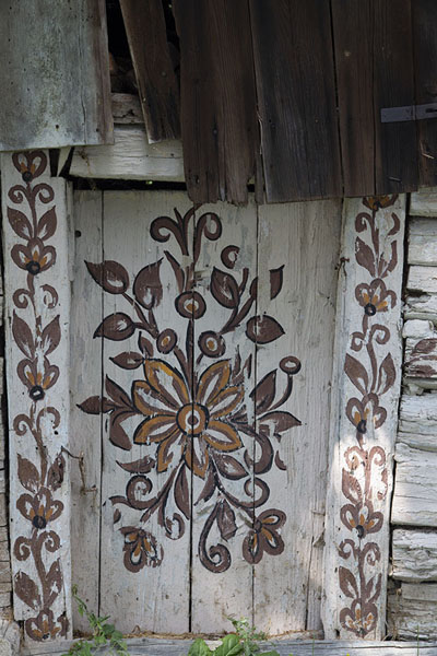 Picture of Detail of house with painted flowers in ZalipieZalipie - Poland