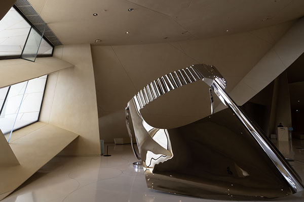 Picture of National Museum Qatar (Qatar): Inside view of the National Museum with large Arabic face mask