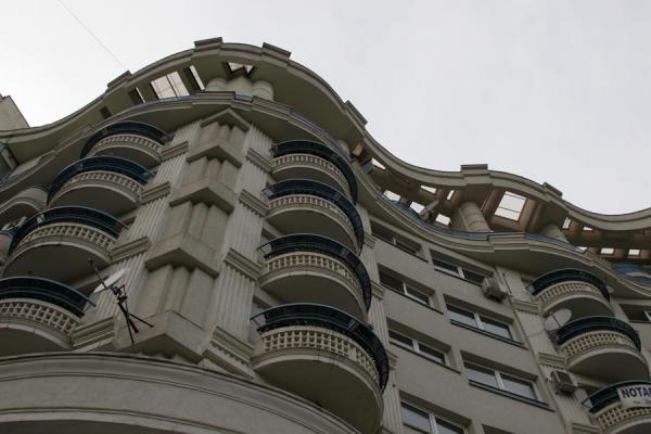 Picture of Curved apartment blocks on Unirii Avenue - Romania - Europe
