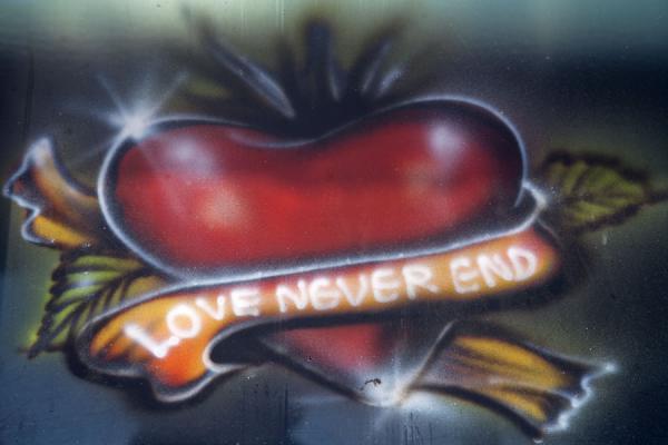 Picture of Detail of a heart with a message on a bus in Apia