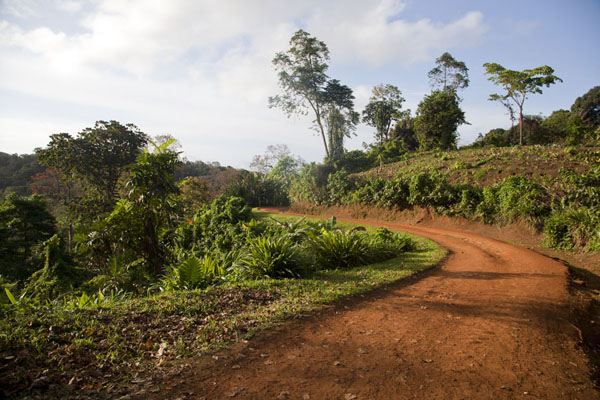 The red road leading to Praia dos Burros west of Belo Monte | Belo Monte hike | São Tomé and Príncipe