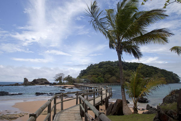 Picture of São Tomé and Príncipe (Wooden bridge connecting Príncipe island to Bom Bom Island)