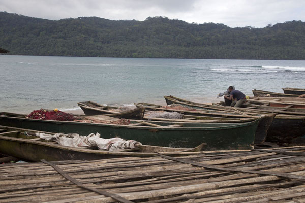 Fisher-boats docked on land in Porto Alegre | Southern São Tomé | São Tomé and Príncipe