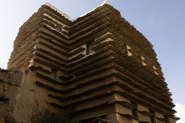 Picture of Looking up one of the traditional houses in Abha; the slates are clearly visibleAbha - Saudi Arabia